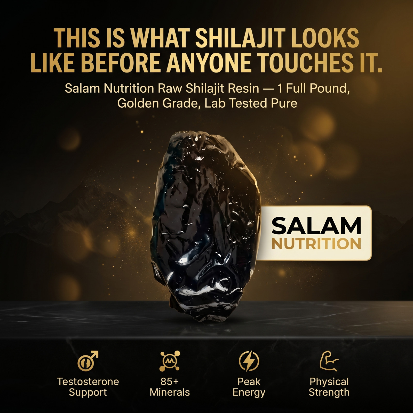 SHILAJIT GOLDEN RESIN – Physical Strength Hormonal Support Peak Energy – 1lb