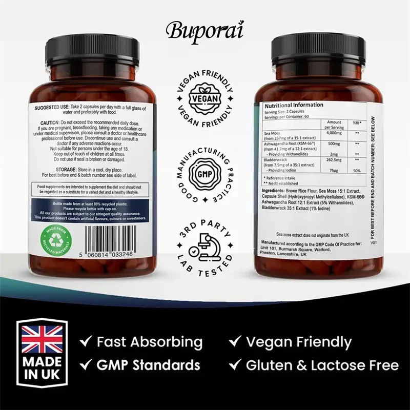 Sea Moss 120pcs, Support Thyroid Function, Boosts Immunity, Promote Metabolism