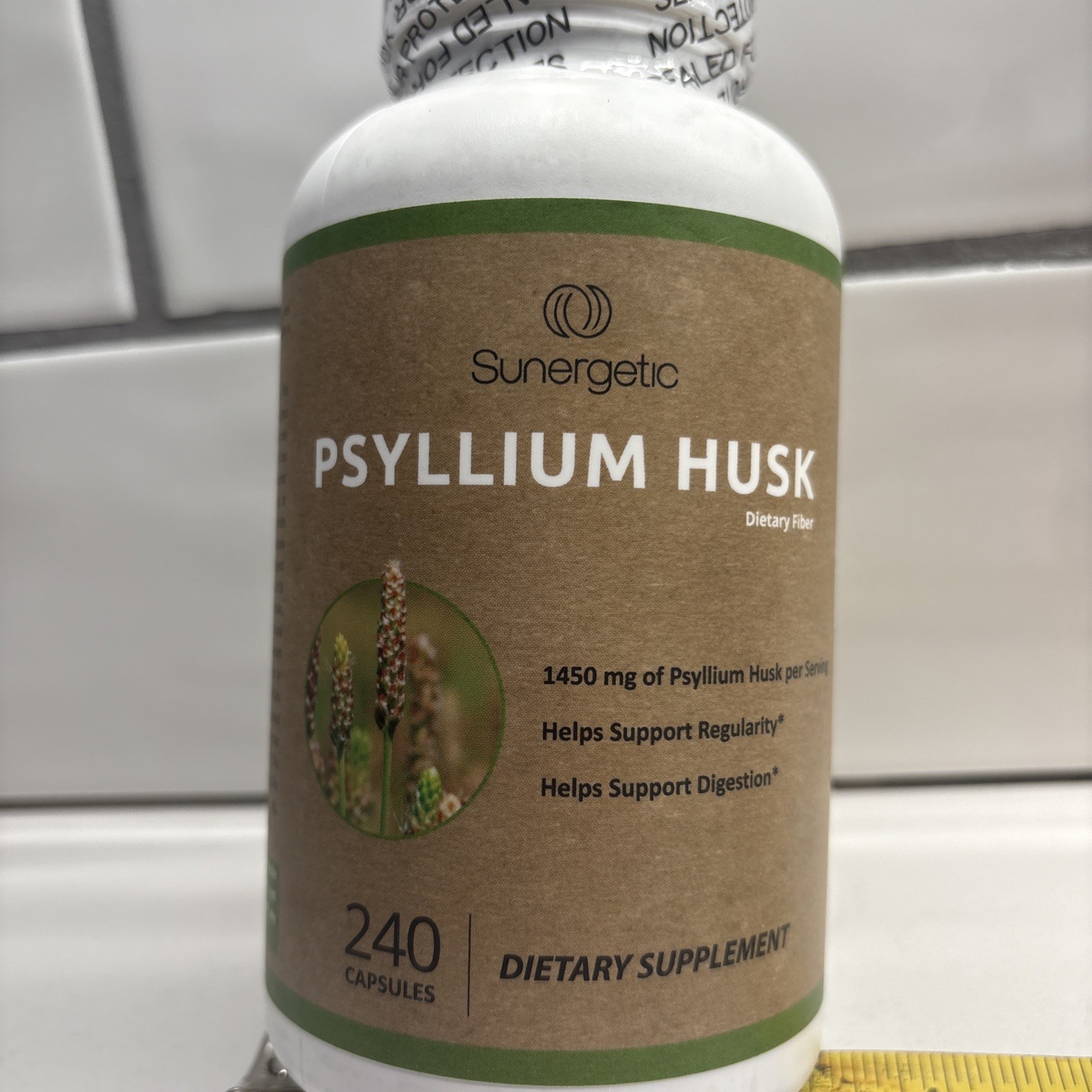 Sunergetic Psyllium Husk Fiber 1450mg, 240 Capsules EXP 05/27