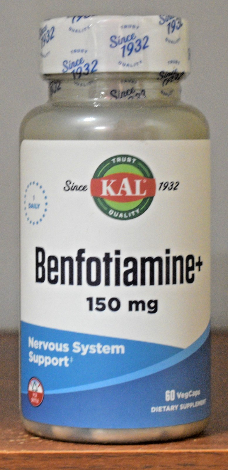 KAL Benfotiamine+ 150 mg 60 Capsules Benfotiamine Plus Nervous System Support