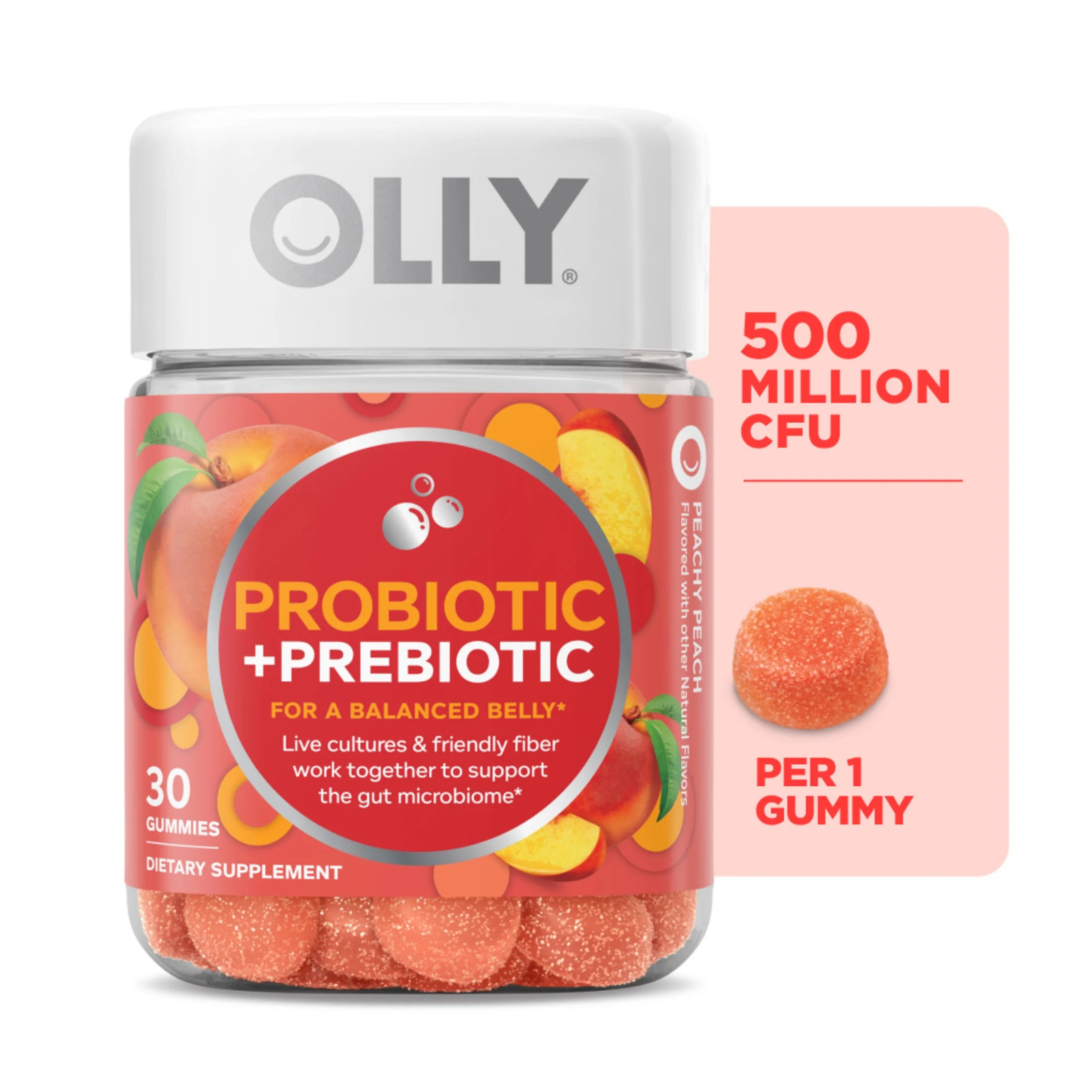 OLLY Probiotic + Prebiotic Fiber Gummy, Digestive + Gut Health Supplement for Ad