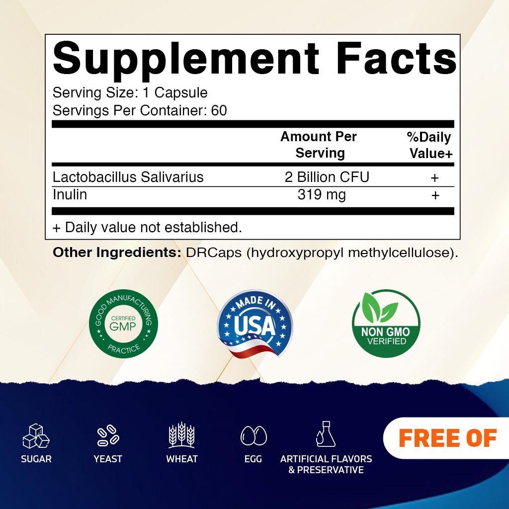 Vitamatic Lactobacillus Salivarius 2 Billion per DR Capsule – 60 Count