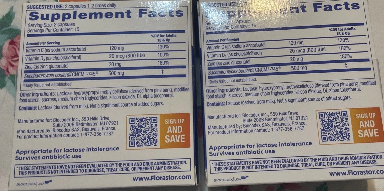 2~Florastor ADVANCED IMMUNITY Probiotic & Immune supplement 30 capsule 7/27