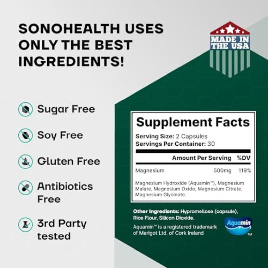 Spectrum 5 Magnesium Complex 500mg 5-in-1 Glycinate Citrate Malate 72 Minerals