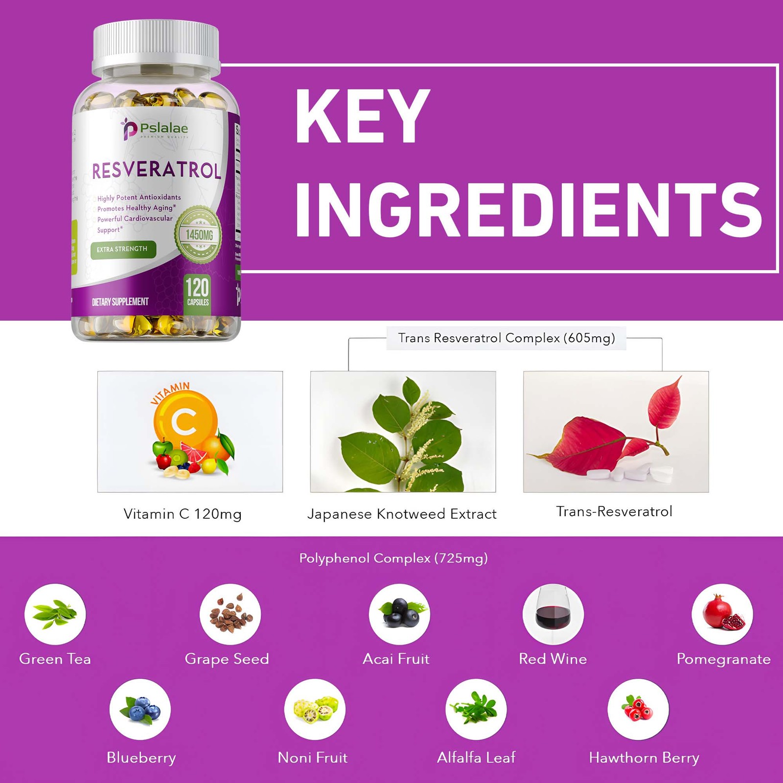 Resveratrol Capsules 1450mg – Natural Antioxidant, Anti Aging, Anti Inflammatory