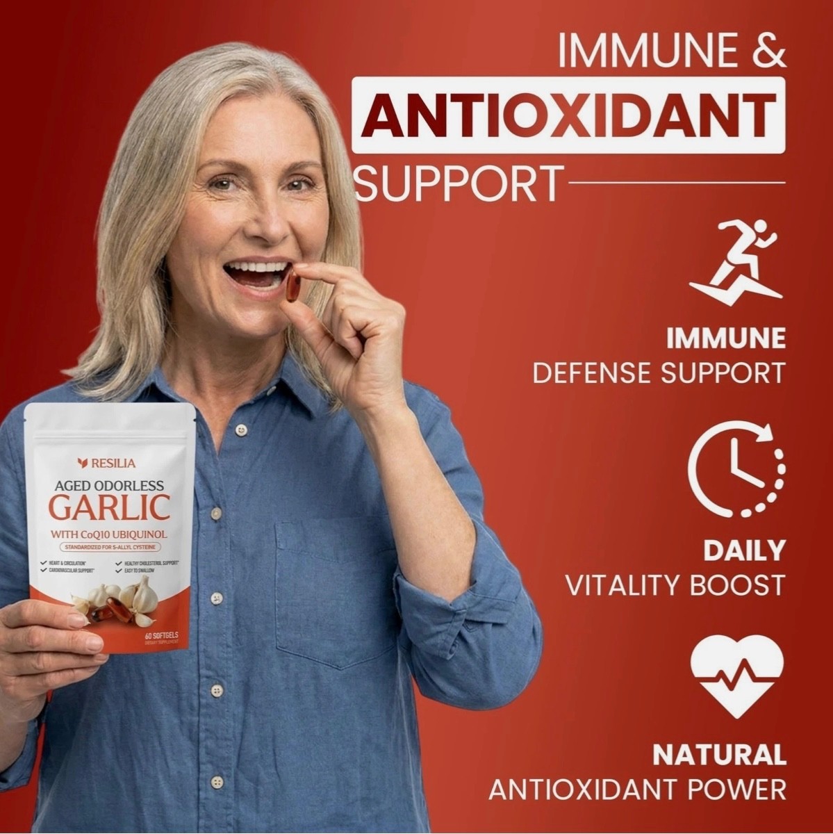 Resilia Garlic Extract 600mg Softgels (60 Count) – Odorless Aged Garlic Extra…