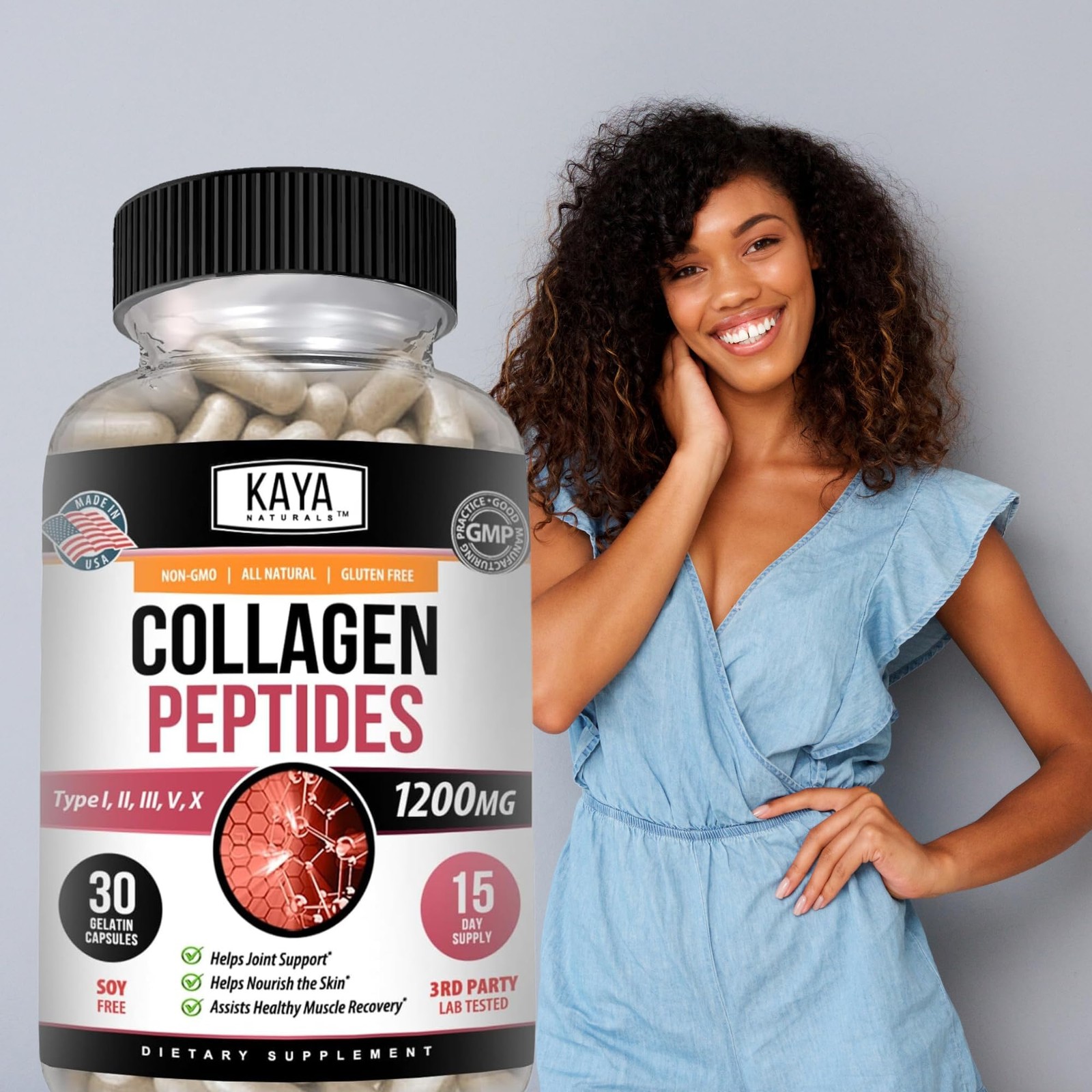Kaya Naturals Multi Collagen Peptides Complex Powder for 30 Count (Pack of 1)