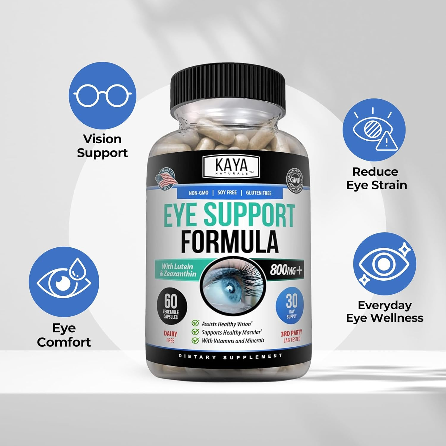Kaya Naturals Eye Health Supplement – Lutein & Zeaxanthin – Supports Eye Strain,