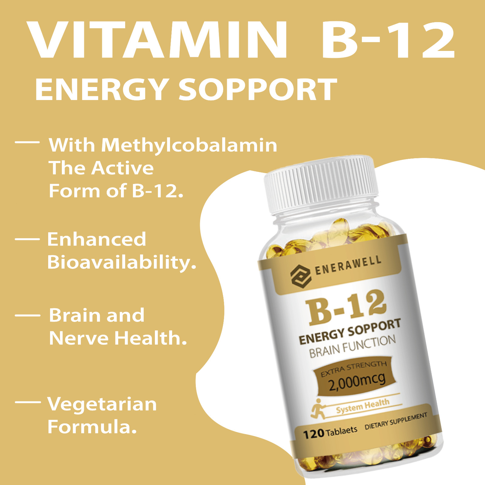 Vitamin B12 (Methylcobalamin) 2000mcg, 120 Capsules – Non-GMO – 02/07/2027