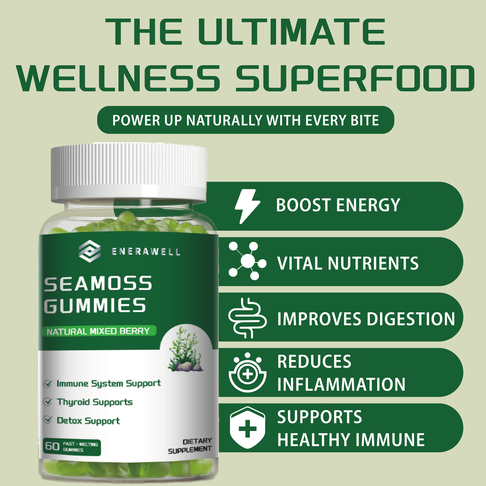 3x Sea Moss Gummies 1300mg-Irish sea Moss,Bladderwrack,Immune Support 02/07/2027