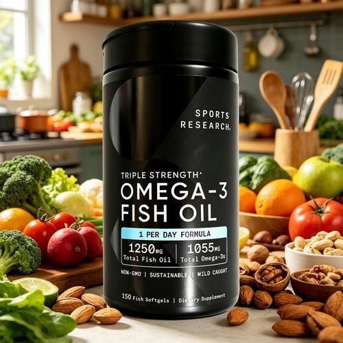 Sports Research Triple Strength Omega-3 Fish Oil, 150 Fish Softgels