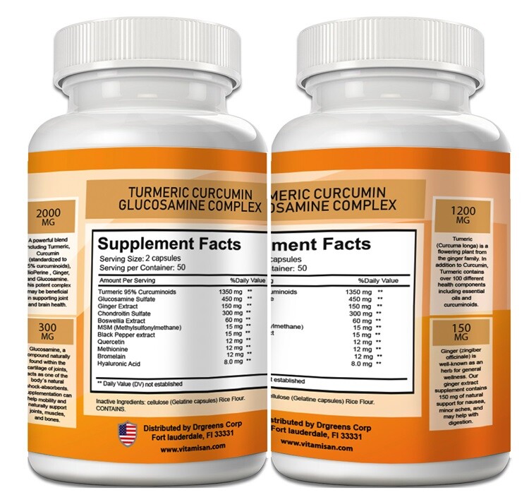 Turmeric Curcumin Joint support Collagen Glucosamine Chondroitin 220