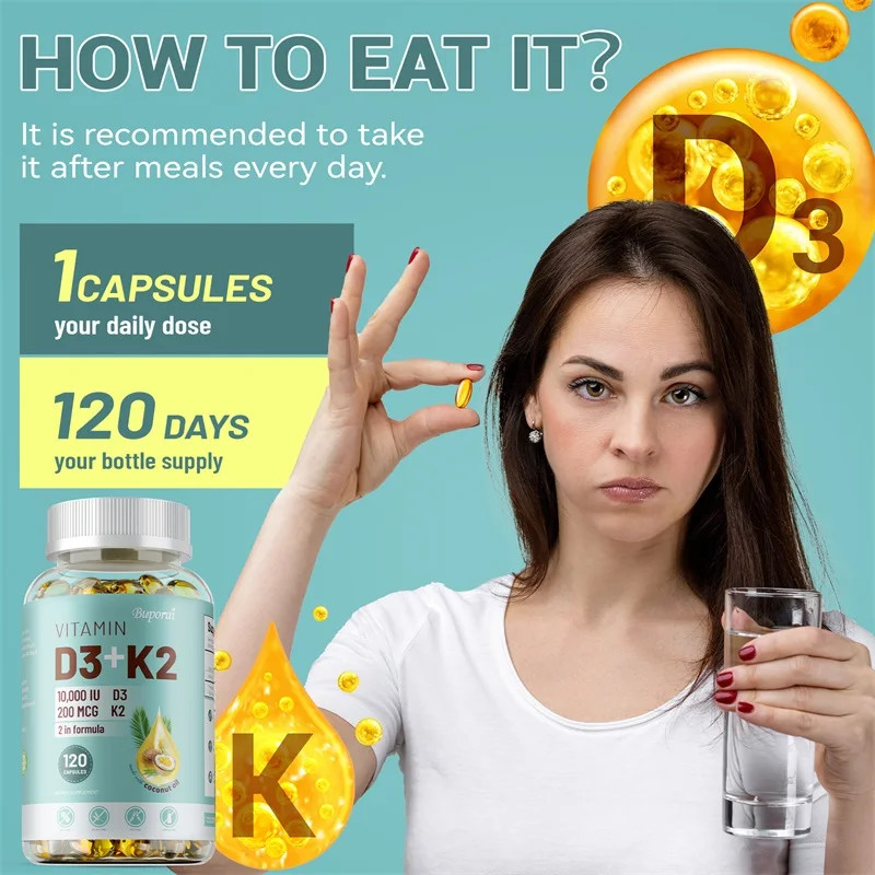 VITAMIN D3&K2 – Nerve, Muscle, Heart, Bone and Dental Health, Immune System Heal
