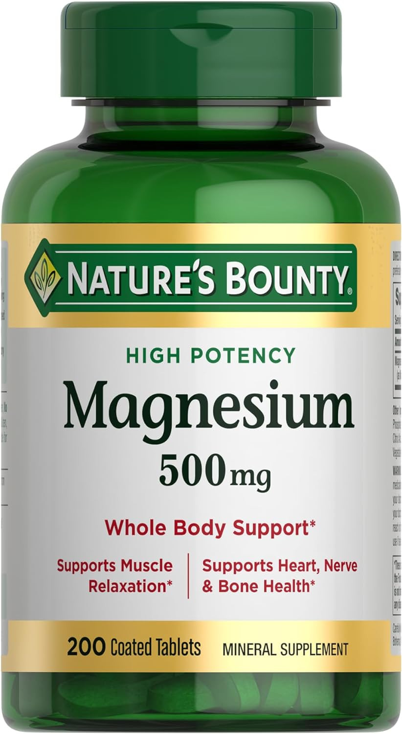 Magnesium Supplements – Magnesium 500 Mg Tablets for Bone & Muscle Health, 200 C