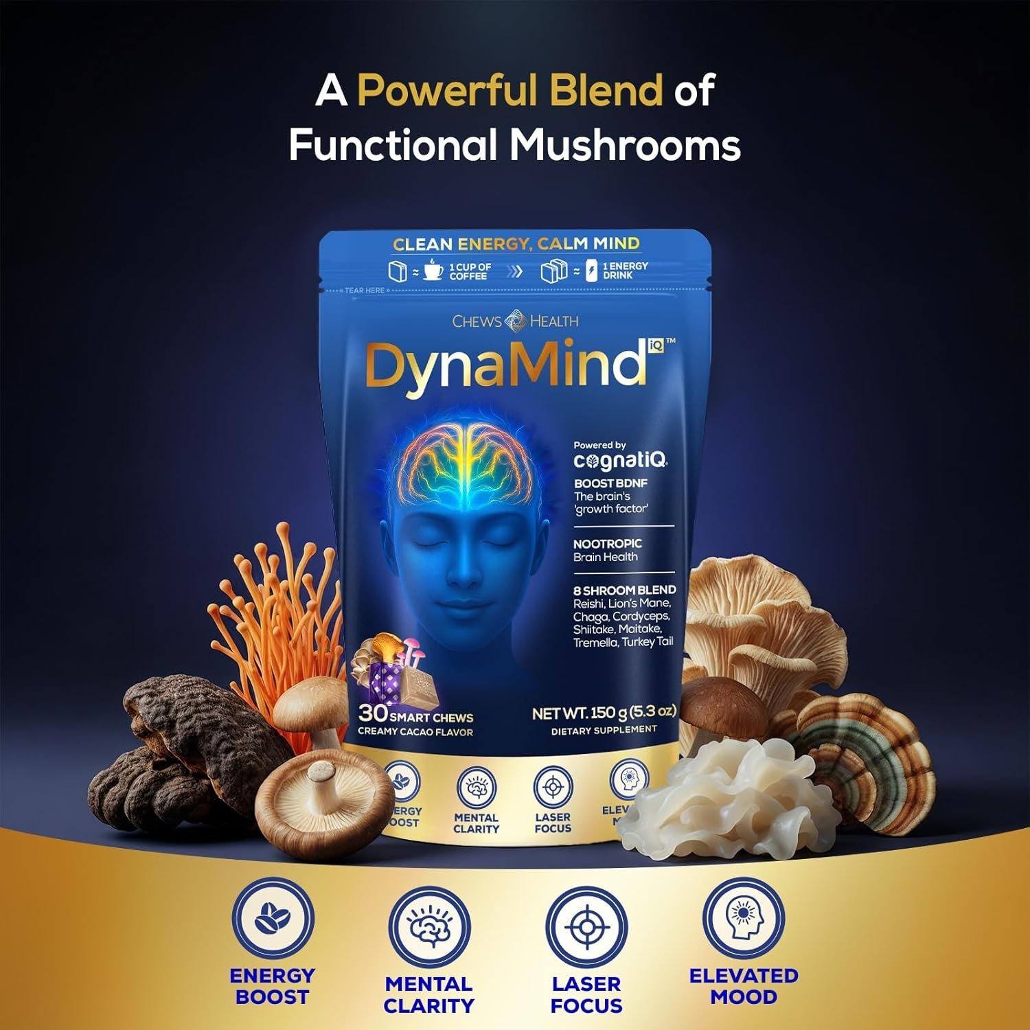 DynaMind iQ Chews Brain Supplement for Memory and Focus, 30 Count (Pack of 1)