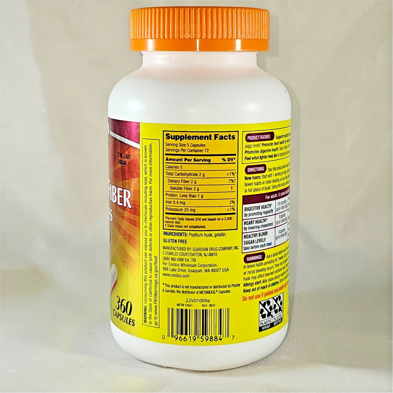 Kirkland Signature Fiber 360 Capsules Compare To Metamucil Caps.100% Na.Psyllium