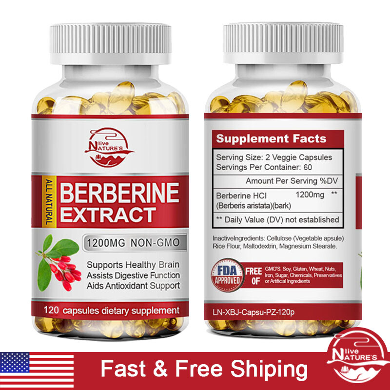 Berberine 1200mg – High Potency Berberine Capsules – 120PC – Blood Sugar Support