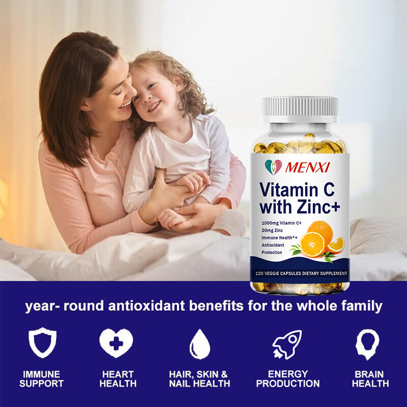 Vitamin C & Zinc Capsules – Immune System Support & Antioxidant Defense 60/120pc