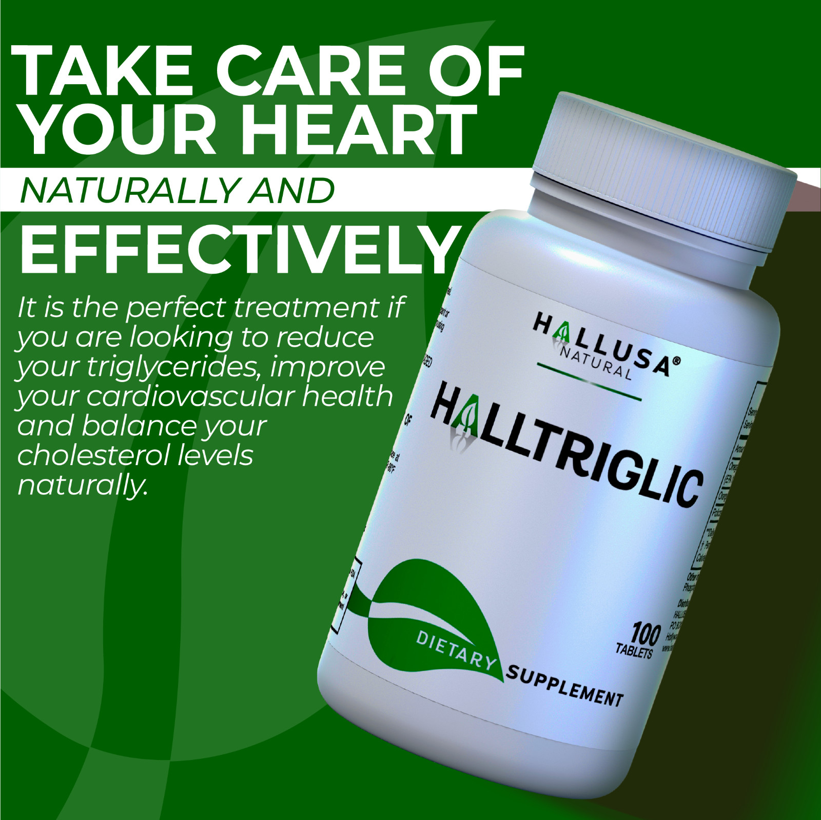 HALLTRIGLIC – Triglycerides & Cholesterol – Cardiovascular Health – 100 Tab