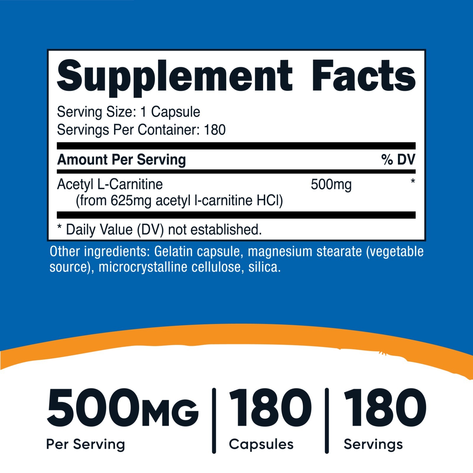 Nutricost Acetyl L-Carnitine 500mg, 180 Capsules – Non-GMO and Gluten Free