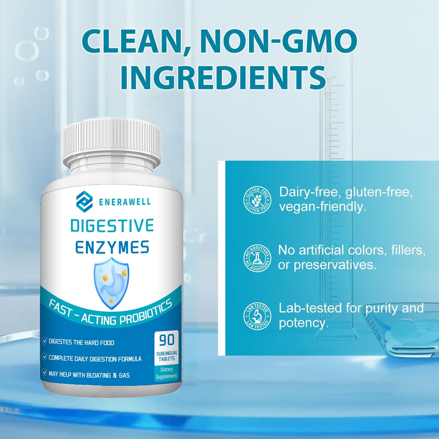 Digestive Enzymes w/ Prebiotic & Probiotics, Gas, Constipation & Bloating Relief