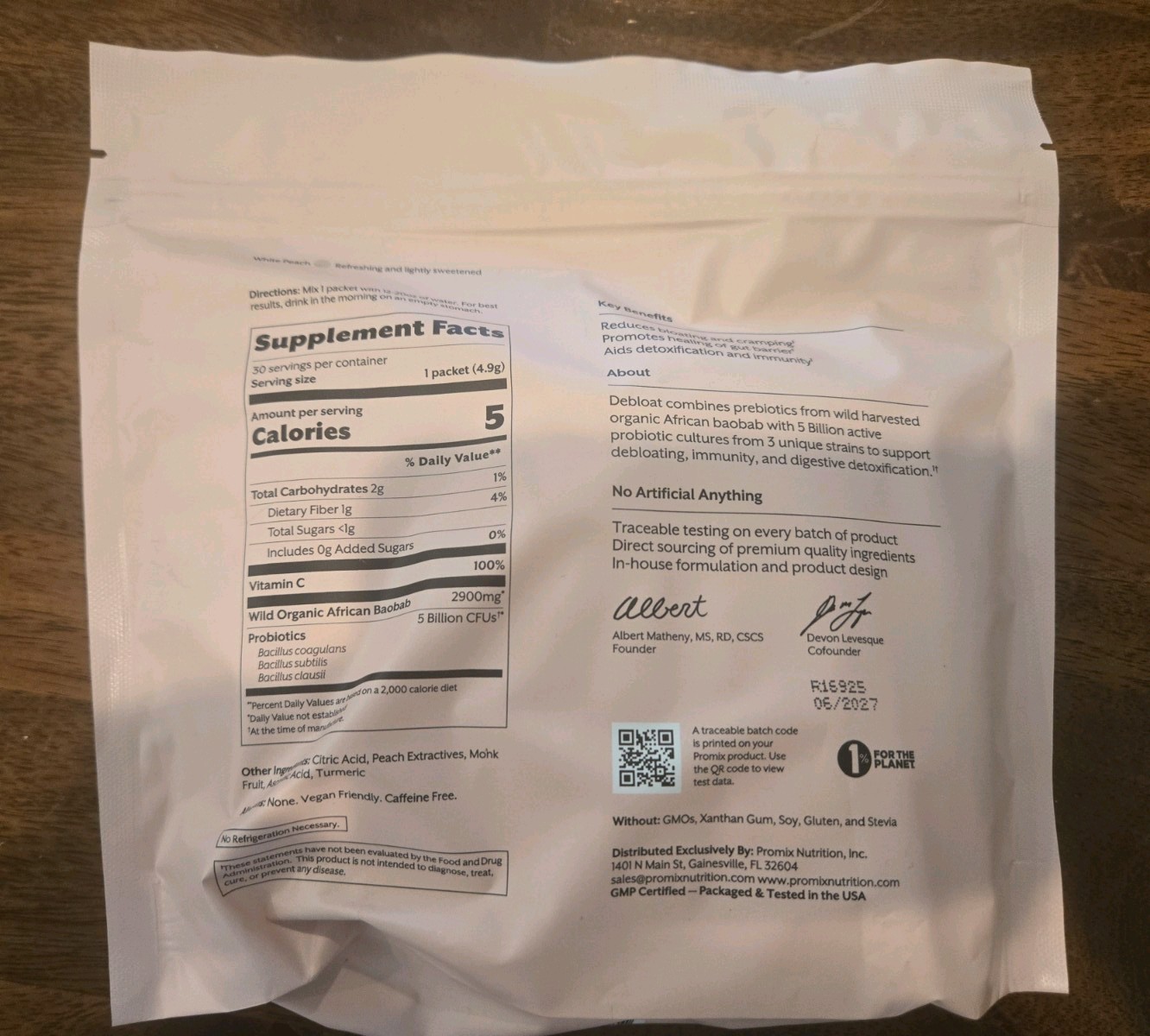 Promix Debloat Prebiotic + Probiotics White Peach Supplement 30 Packs