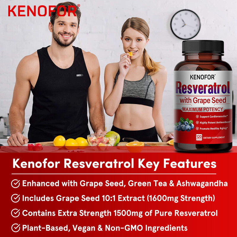 Resveratrol with Grape Seed-Supports Heart Health Anti-Aging DIETARY support USA