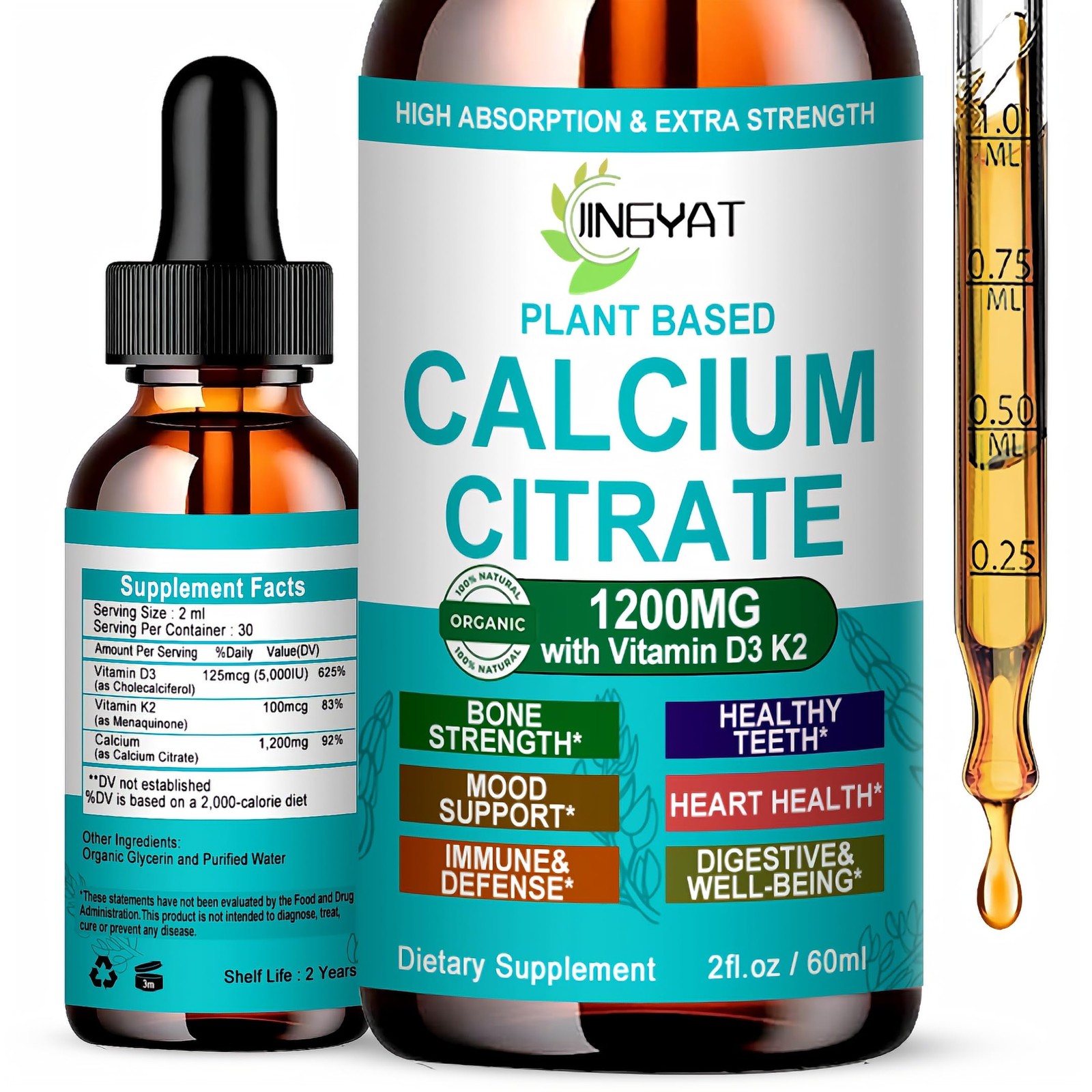 Calcium Supplements for Women Liquid Drops, High 2 Fl Oz (Pack of 1)