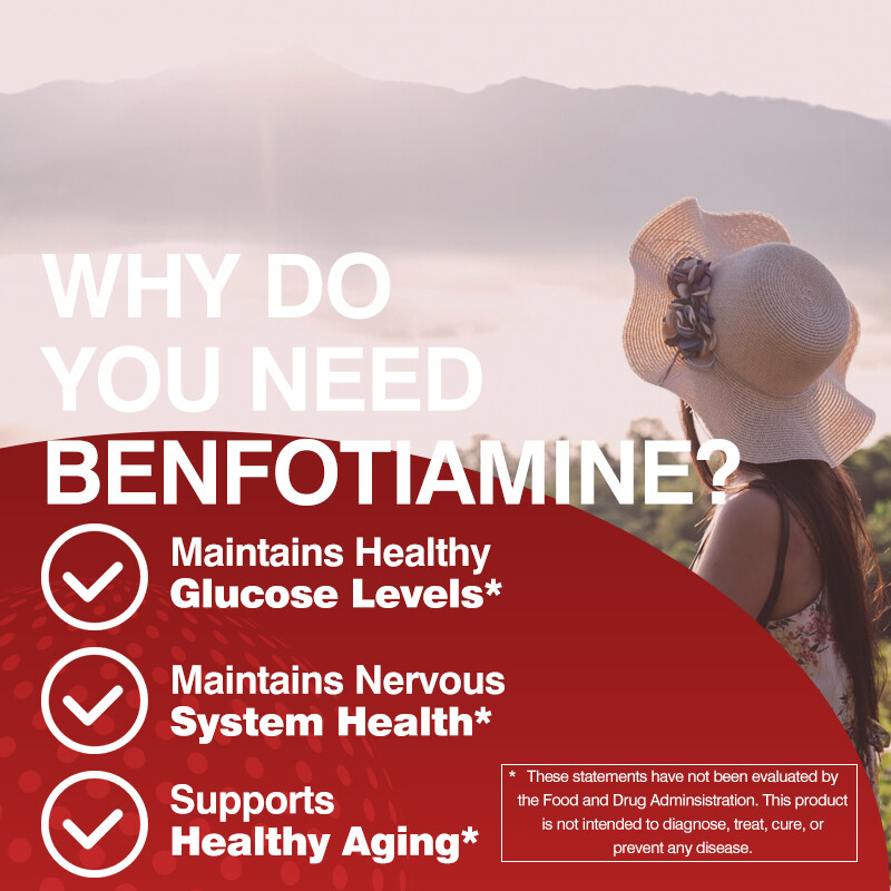 120pcs Benfotiamine Capsules 300mg – L-lecucine – Fat & Water Soluble Vitamin B1