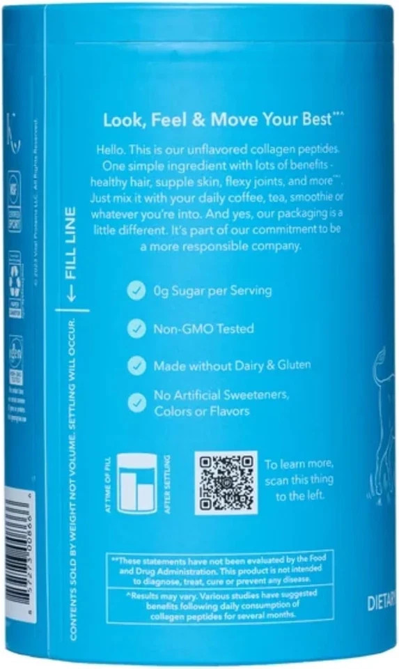 Vital Proteins Collagen Peptides Powder Unflavored 24 oz Expires 2029