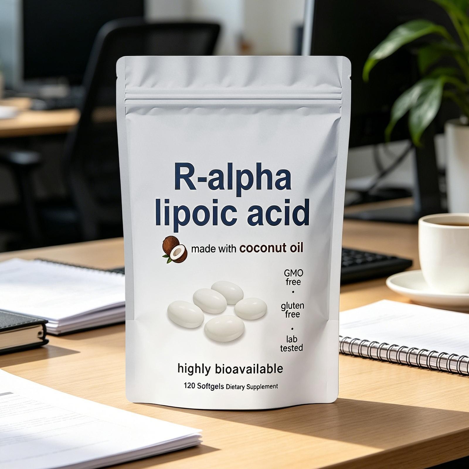 R-alpha Lipoic Acid 600mg , 120 Softgels, Antioxidant Support