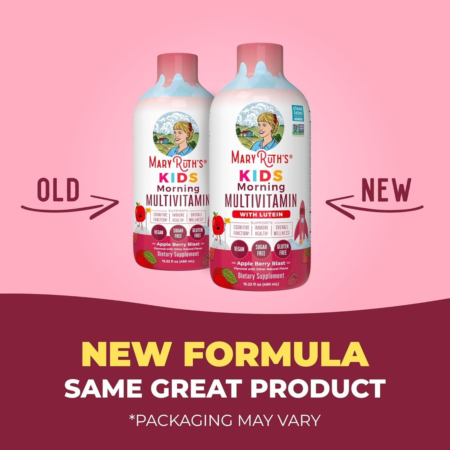 MaryRuth’s Kids Liquid Morning Multivitamin Apple Berry 15.22oz Vegan Sugar-Free