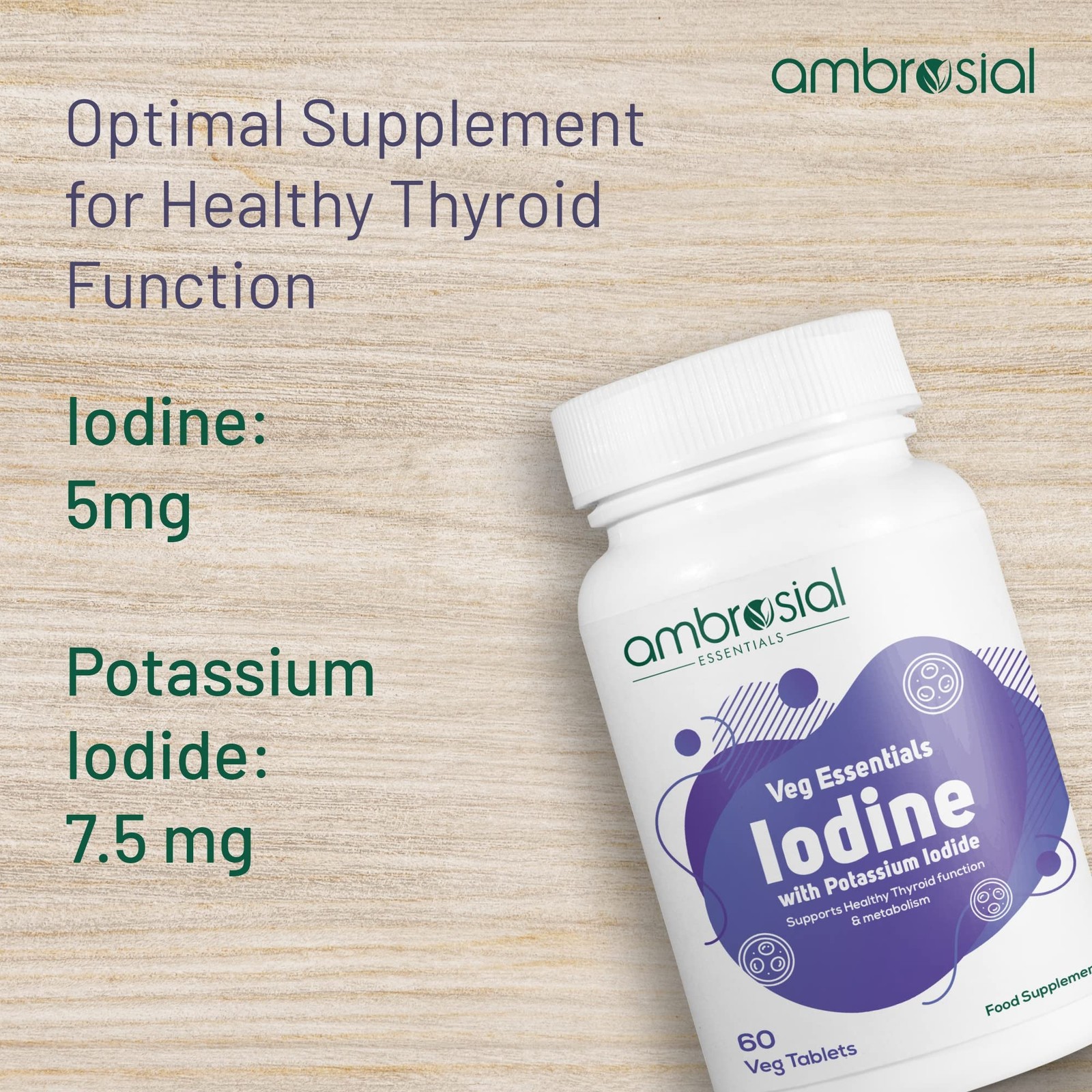 Ambrosial Iodine 5000Mcg Tablets Pack Of 1-60 Tablets
