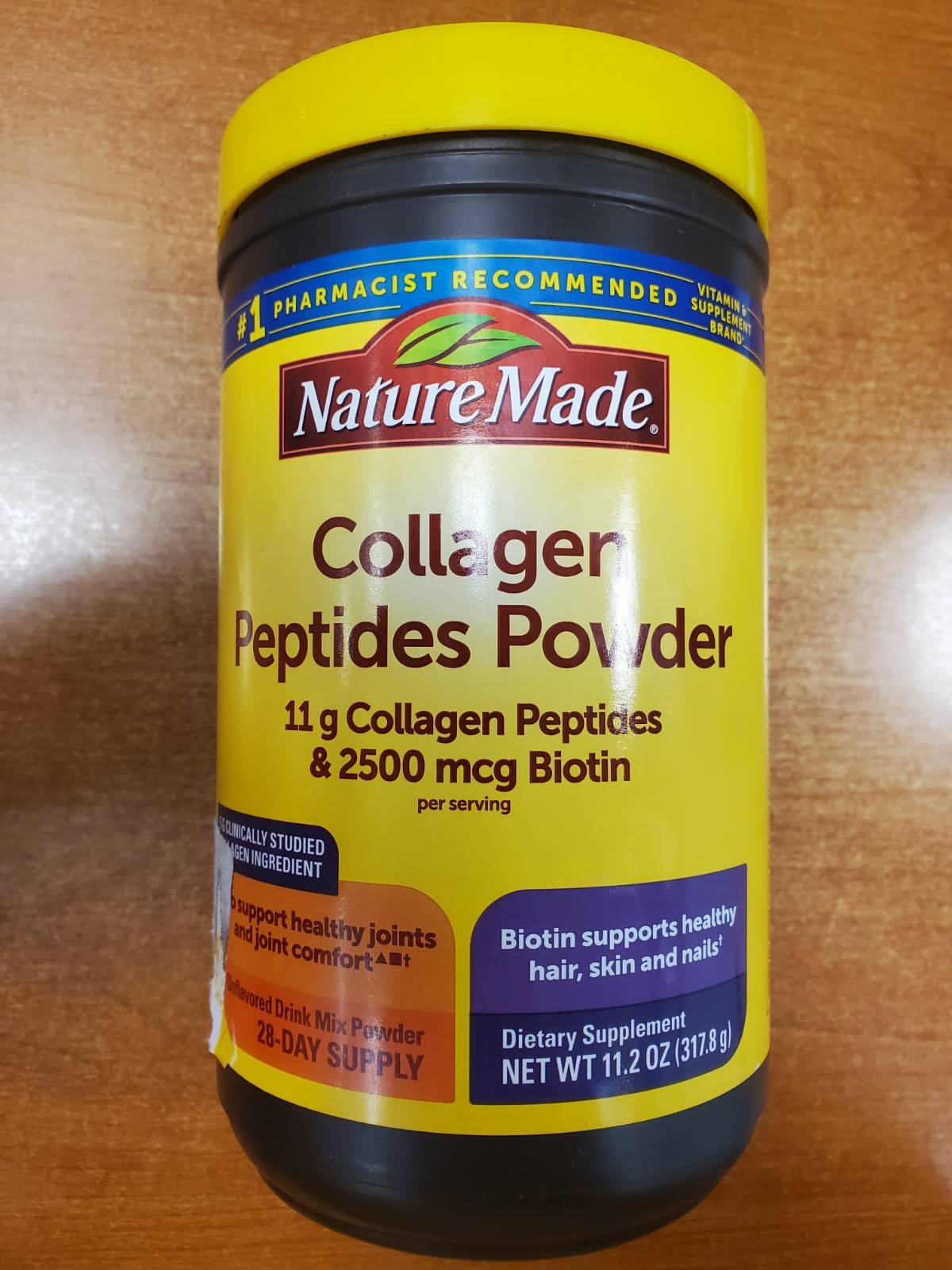Nature Made Collagen Peptides & Biotin Powder 28 Day Supply 11.2oz Exp. 3/27 E3C