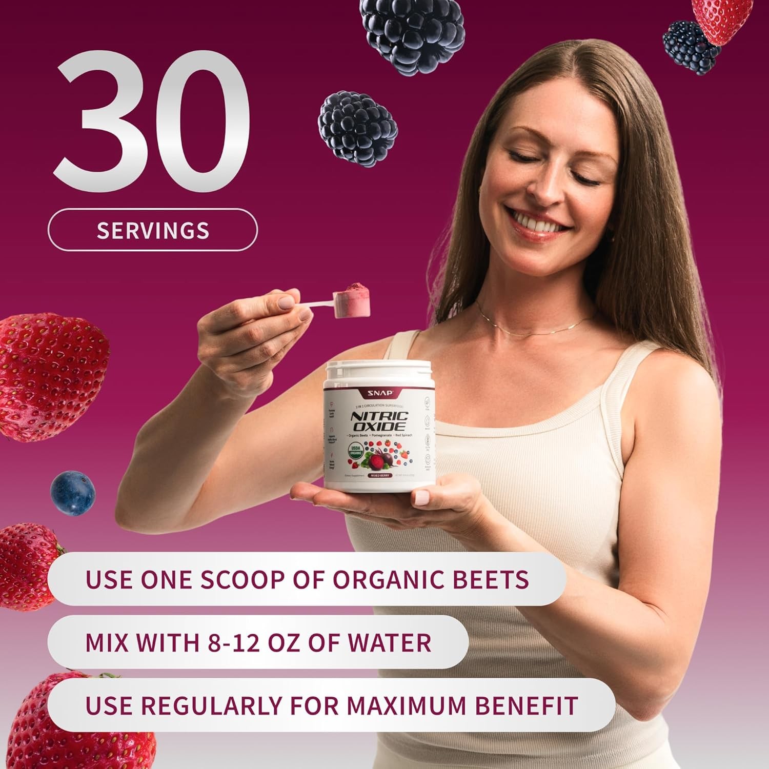 USDA Organic Beet Root Powder Nitric Oxide Supplements Men Women withPomegranate