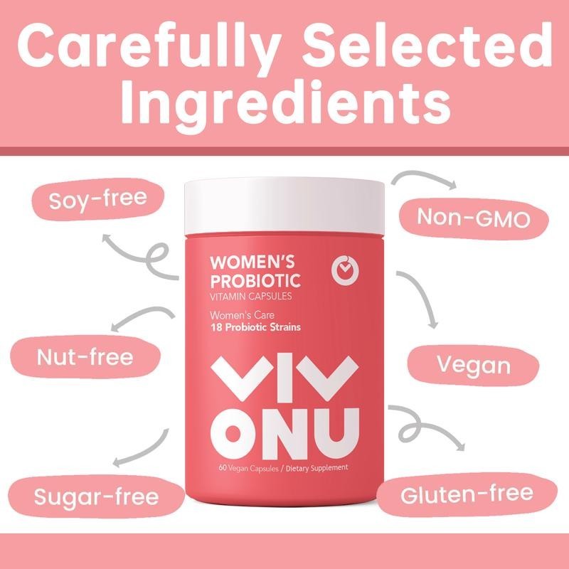 VIVONU Women’s Probiotics – 18 Strains for Vaginal Health 60 Vegetarian Capsules