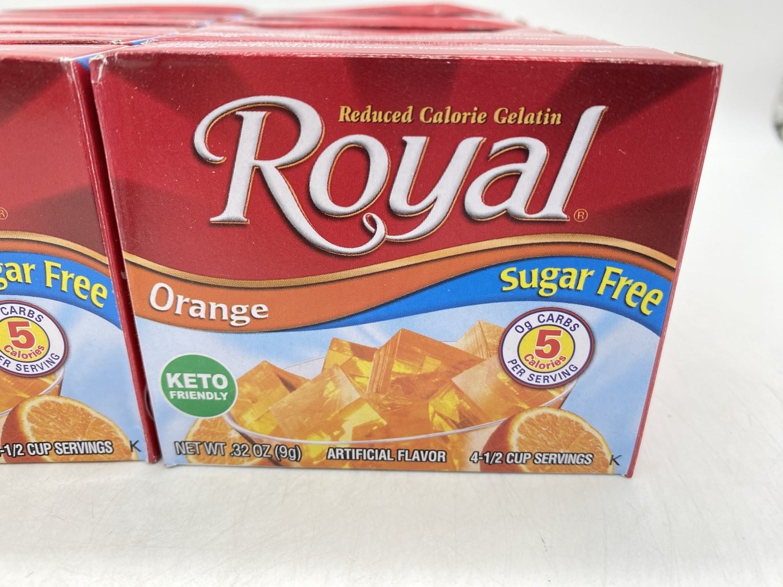 Royal Gelatin Sugar Free ORANGE Flavor Pack of 12 Boxes