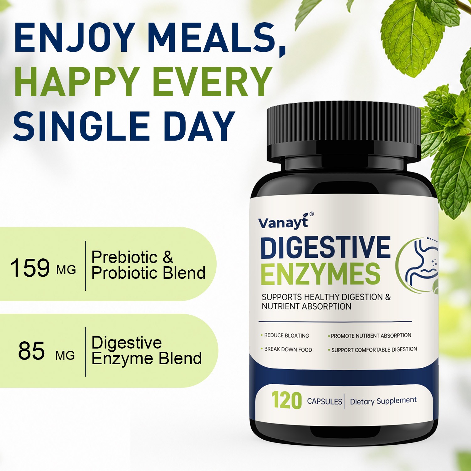 Digestive Enzymes Prebiotic&Probiotics Gas,Constipation&Bloating Relief