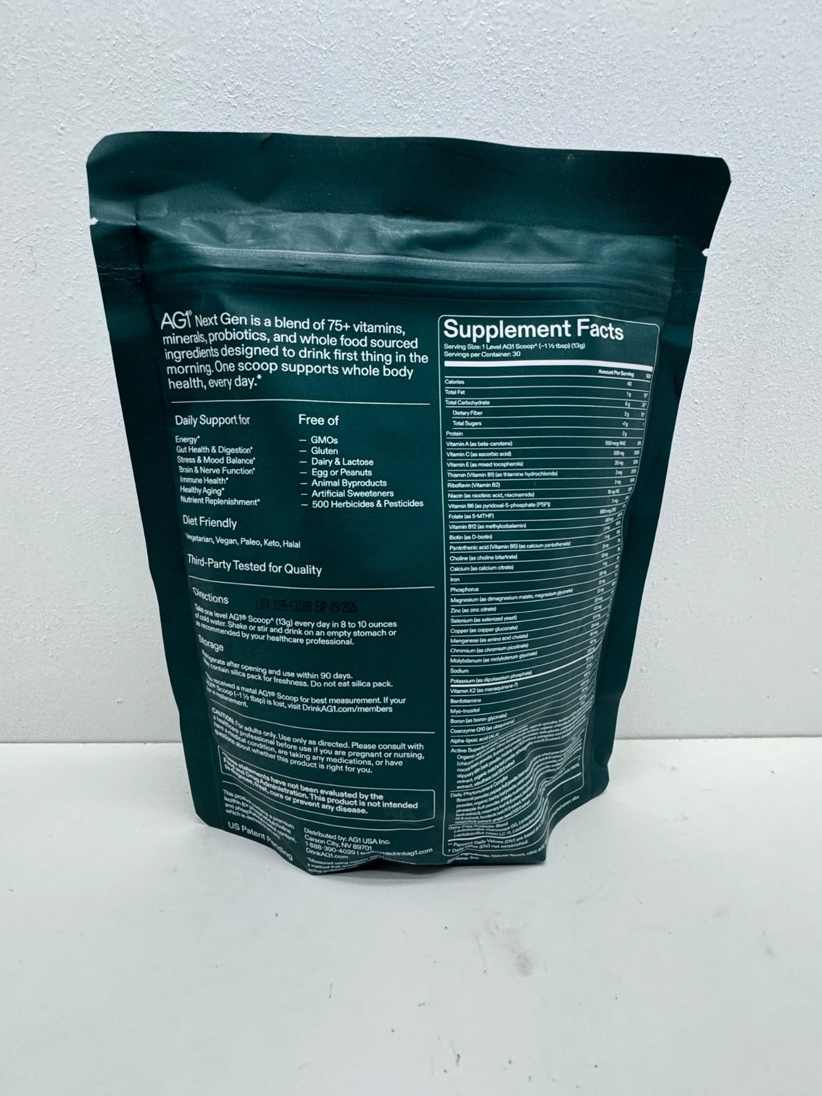 AG1 Athletic Greens PowderPouch 12.7oz/360g 30 Day Supply 1 Bag 09/2026