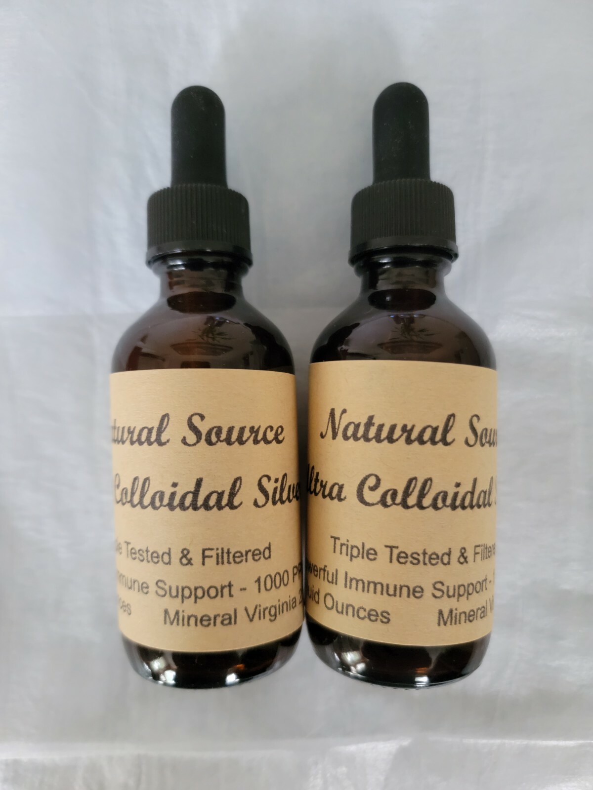 2 Bottles Natural Source Ultra Colloidal Silver 1000 PPM – 2oz Dropper Bottles