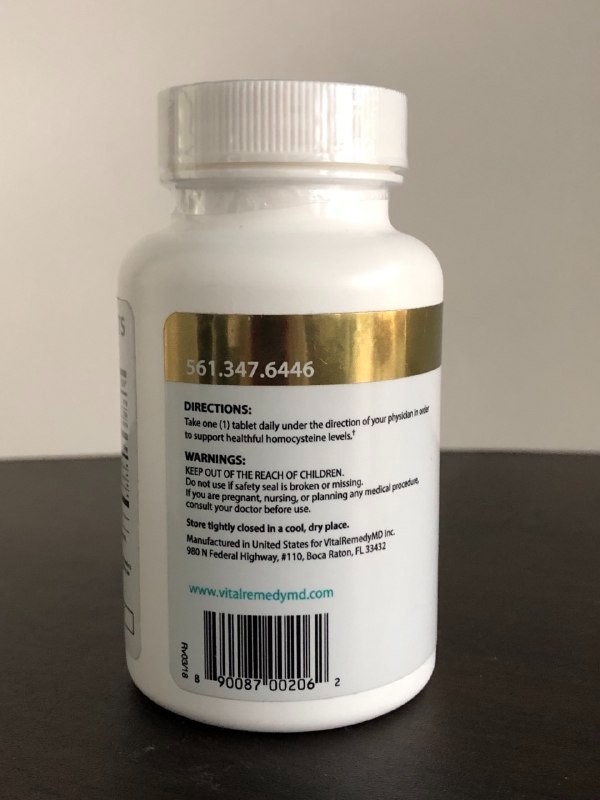 Vital Remedy Homocysteine Formula Plus 60 Tabs Healthier Aging ExP. 05/2026