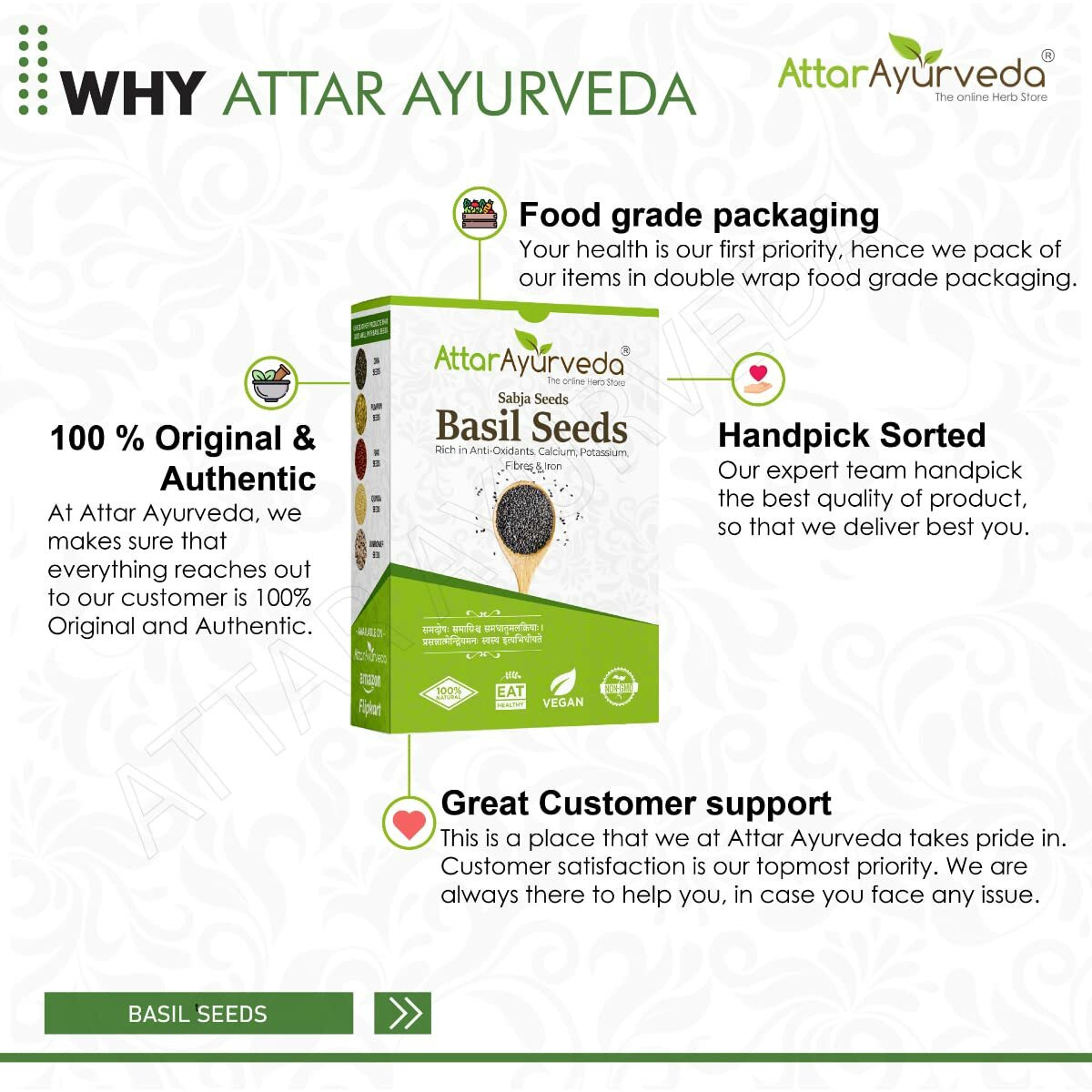 Attar Ayurveda Sabja Basil Seeds For Weight Loss 500gm_