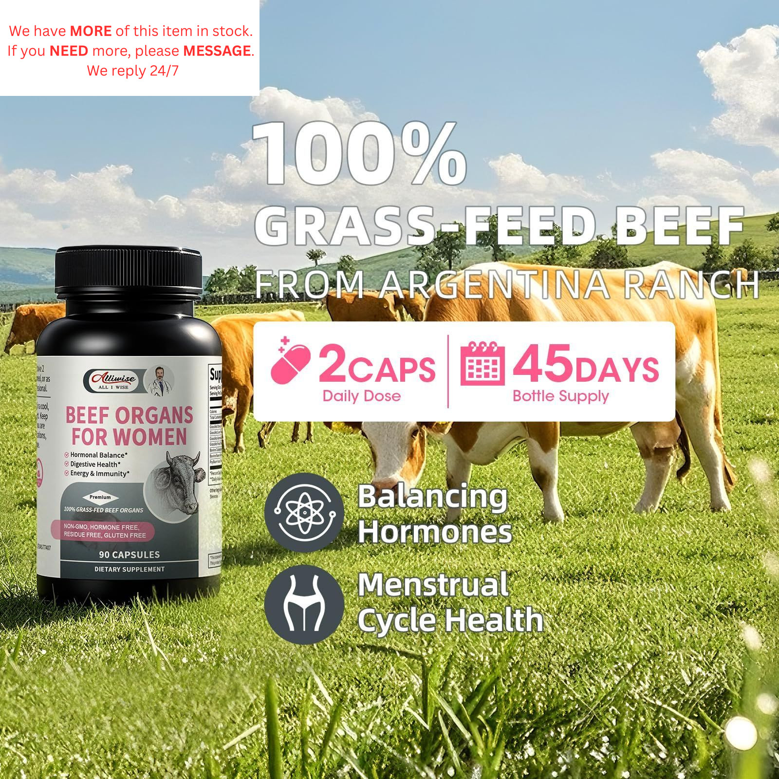 Beef Organ Supplement for Women – 90 Count (Pack of 1), Brown