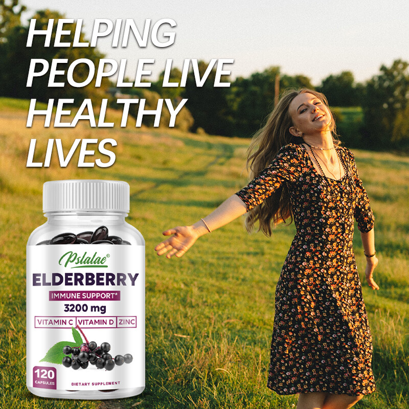 Elderberry Capsules 3200mg – with Black Elder Extract – Energy & Immune Booster