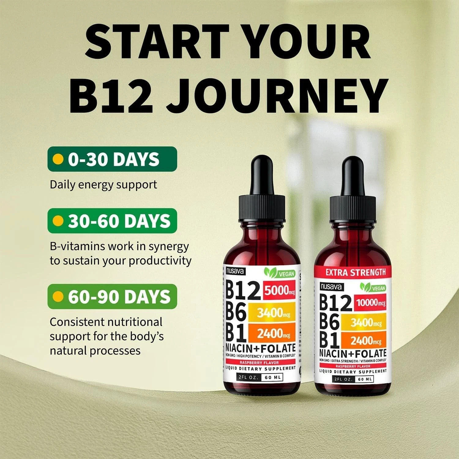 Vitamin B12 and B6 Liquid Drops B12 Sublingual Vitamin B Complex – B1