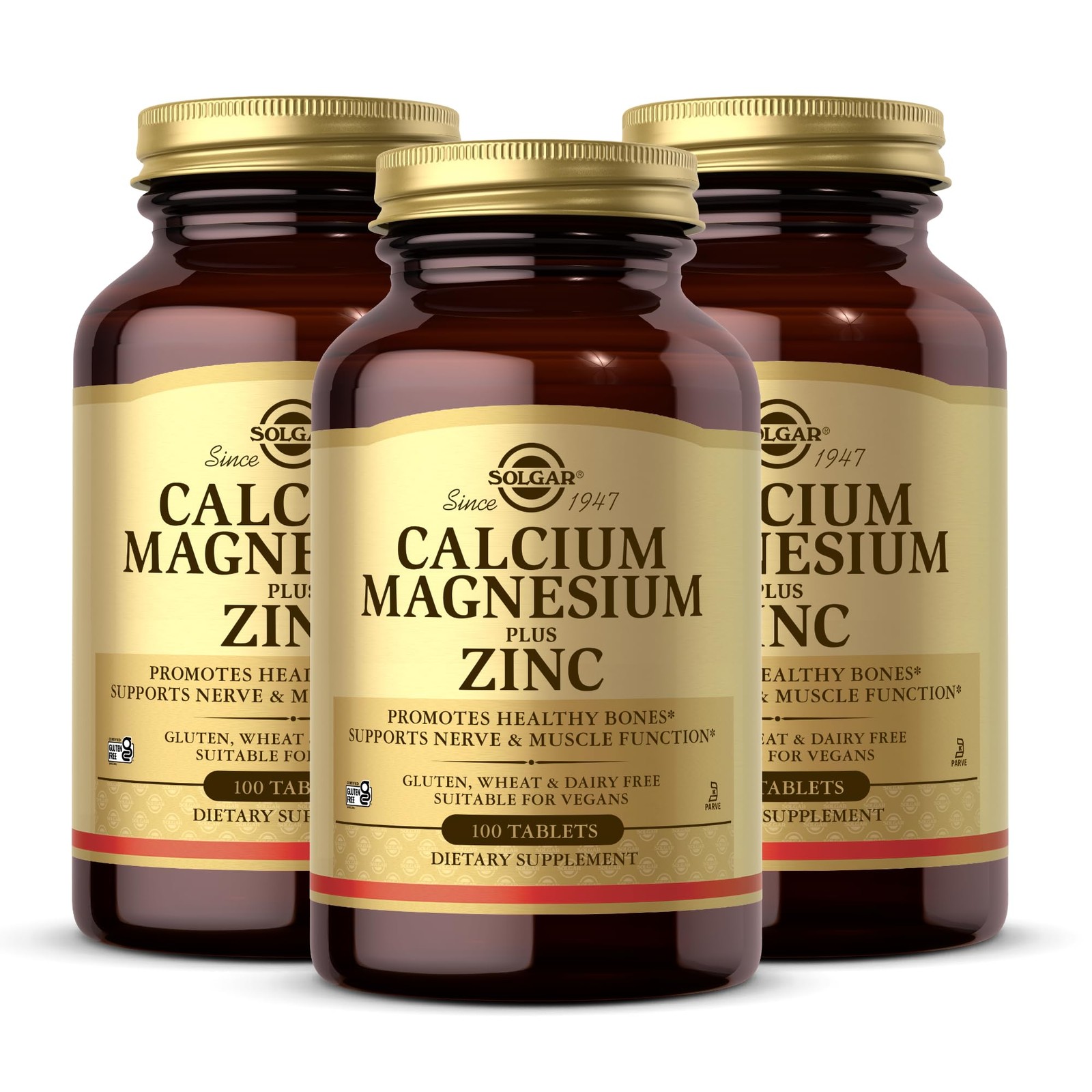 Solgar Calcium Magnesium Plus Zinc 100 Tablets Pack Of 3 – Promotes Healthy