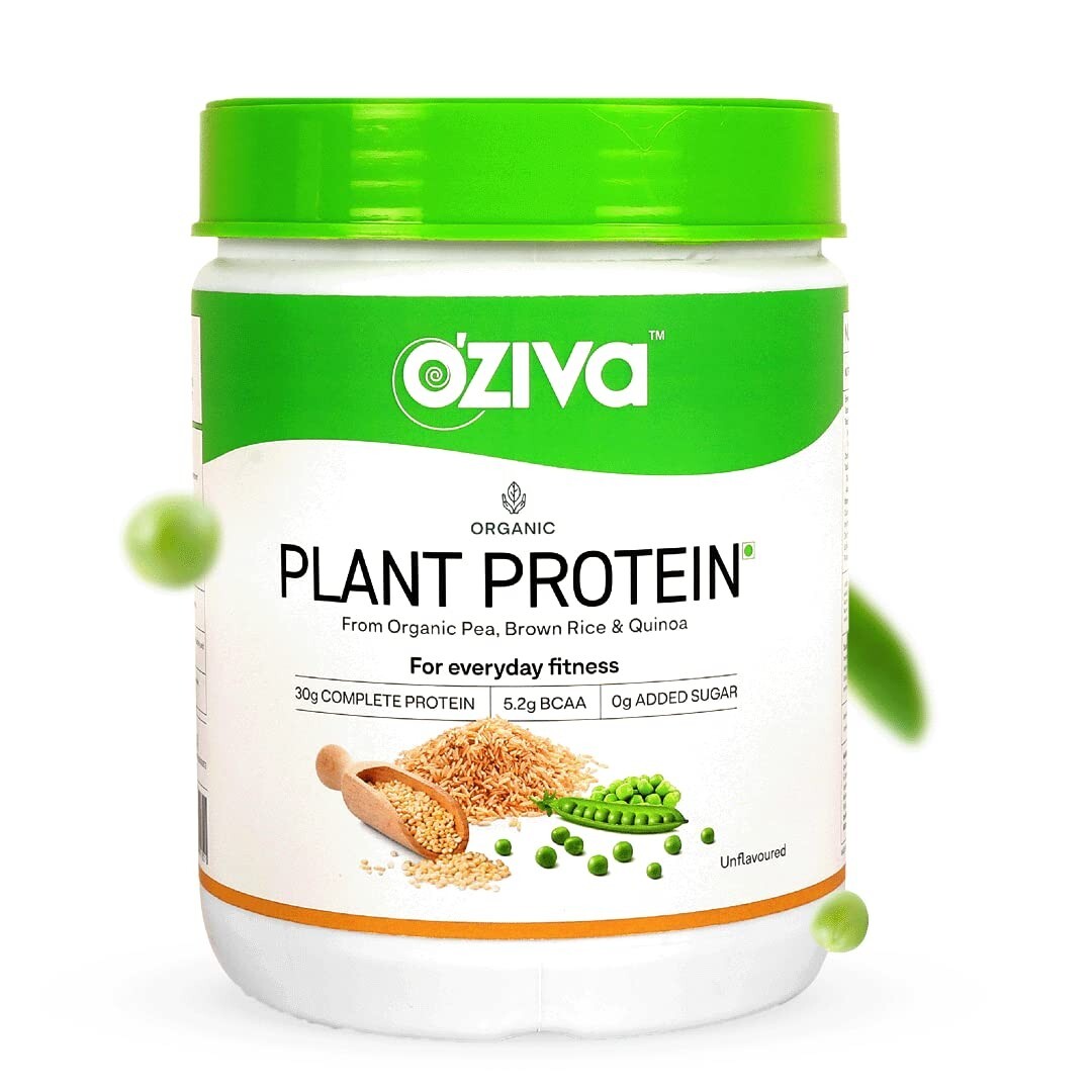 OZiva Organic Plant Protein 500gm No Added Sugar Certified Clean & Vegan