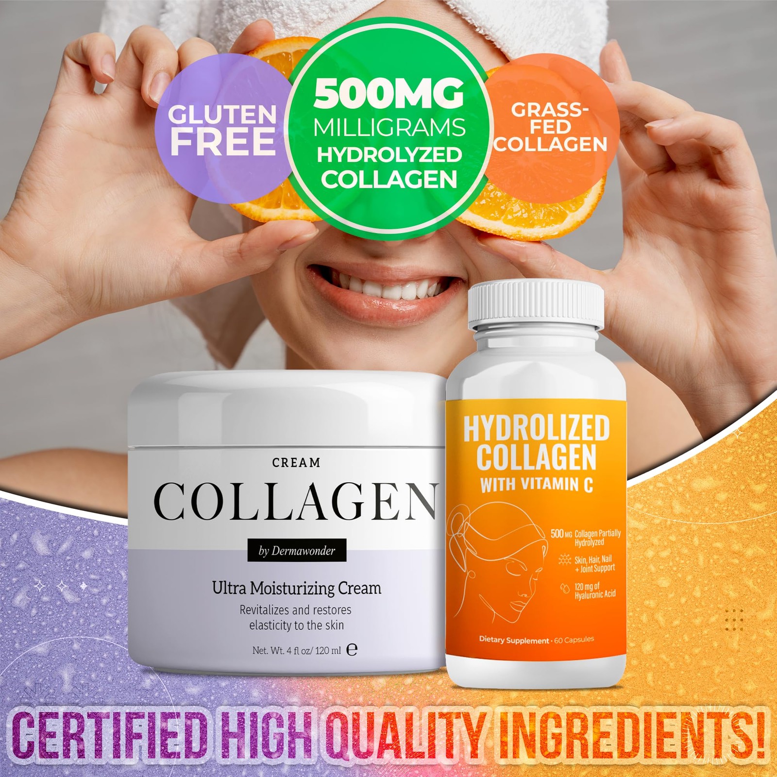 AURA VITAMINS Ultra Collagen Pack | Hydrolyzed Collagen with Vitamin C 500mg 60C