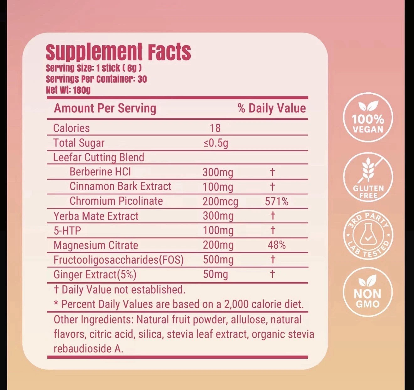 Leefar Cutting Drink Mix – Berberine, Chromium, 5-HTP, Yerba Mate & Magnesium |