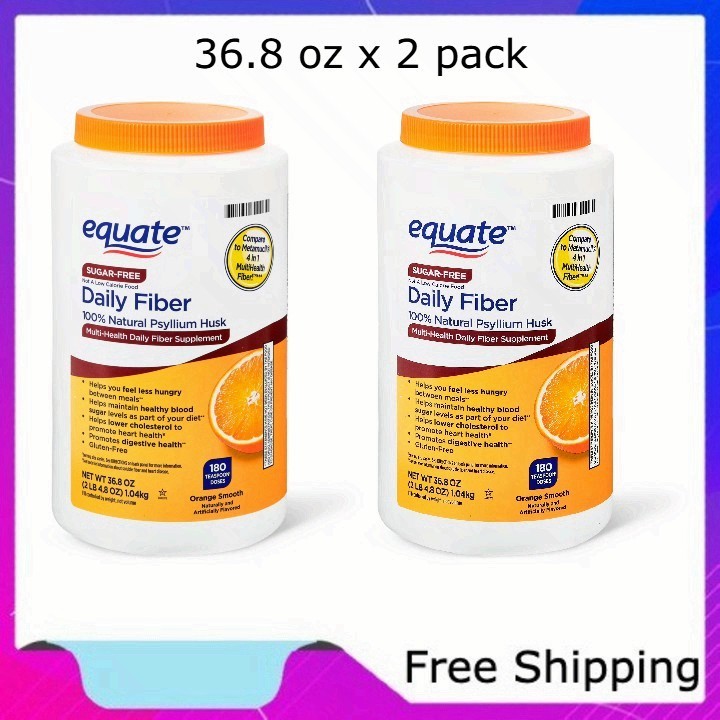 Equate Sugar-Free Daily Fiber Powder Orange Smooth, 36.8 oz x 2 pack